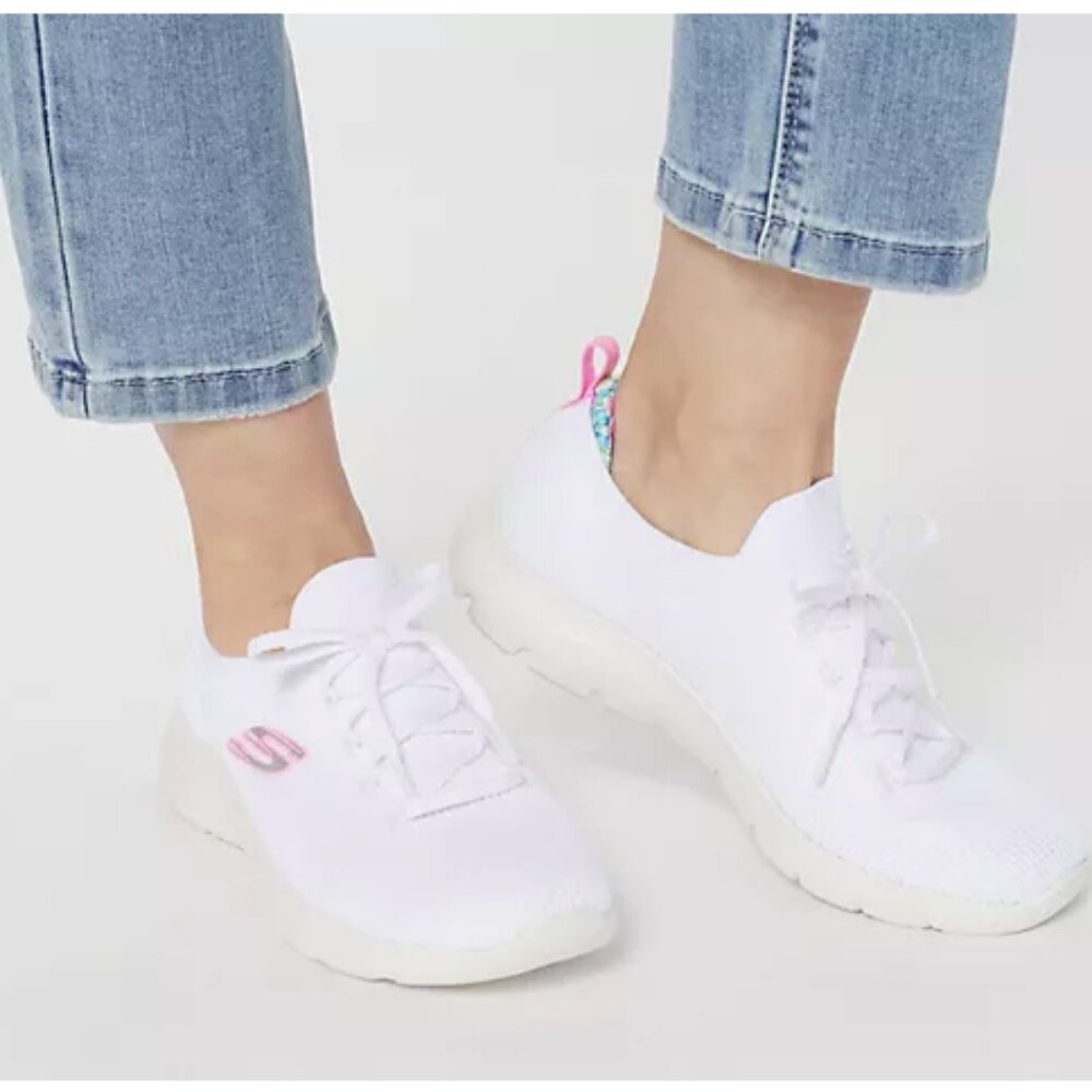 Skechers Faux Lace Washable Mesh Sneakers - Sum White 10 Medium